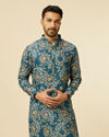 Teal Blue Bel Buti Patterned Kurta